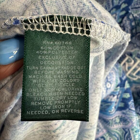 Lauren Ralph Lauren Sleepshirt Womens M Blue Knit Embroidered Button Sleepwear M - Picture 10 of 16